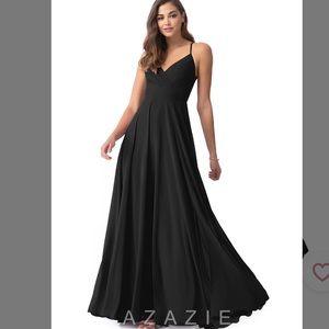 NWT Azazie Black Avelina Long Dress Chiffon Size 4